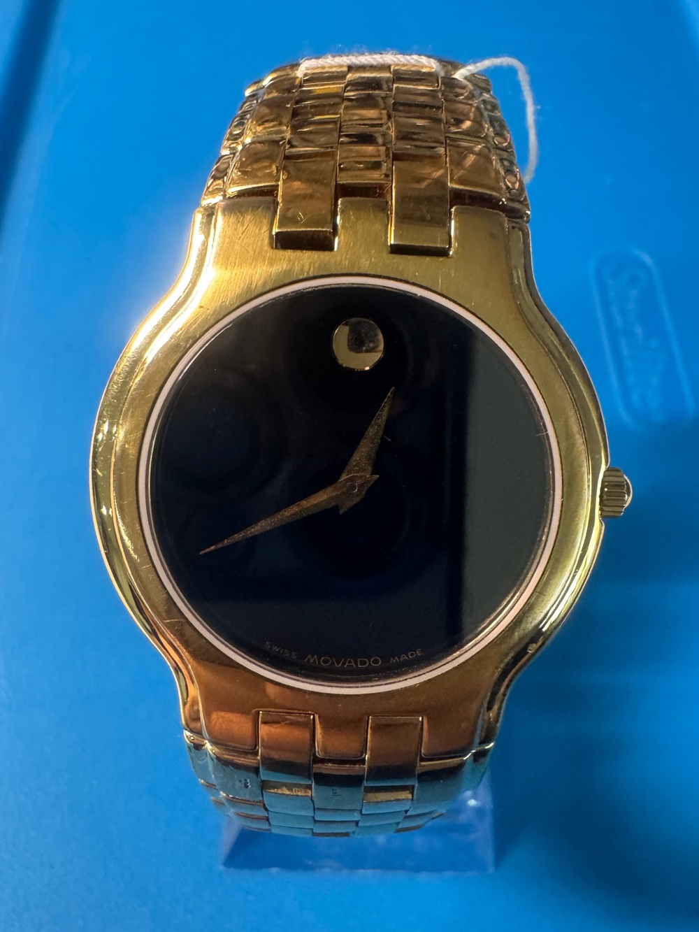 #217 Movado Gold and Black Museum Dial Bracelet Watch